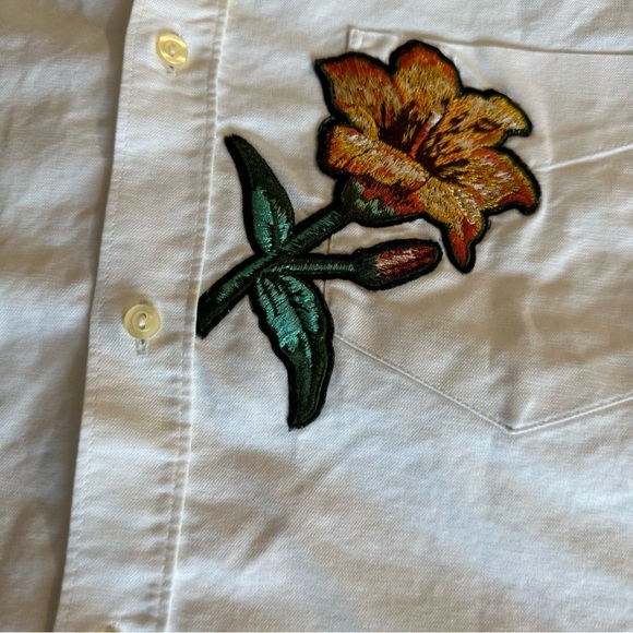 Fred Perry White Shirt with Floral and Butterfly Patches - Picture 3 of 6